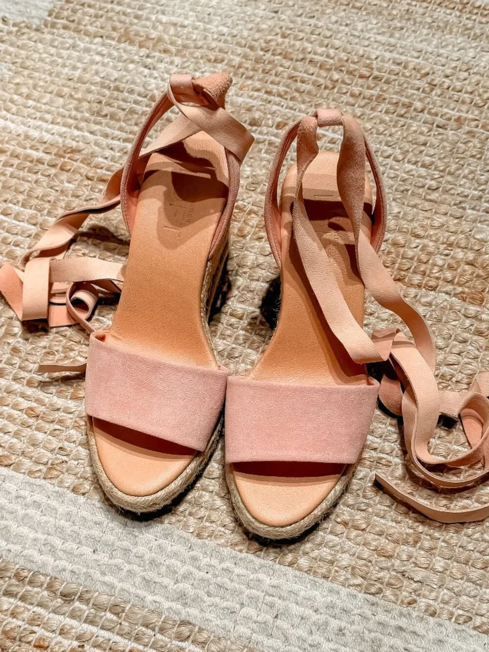 LOFT Espadrille Wedges with Ankle Straps in Rose